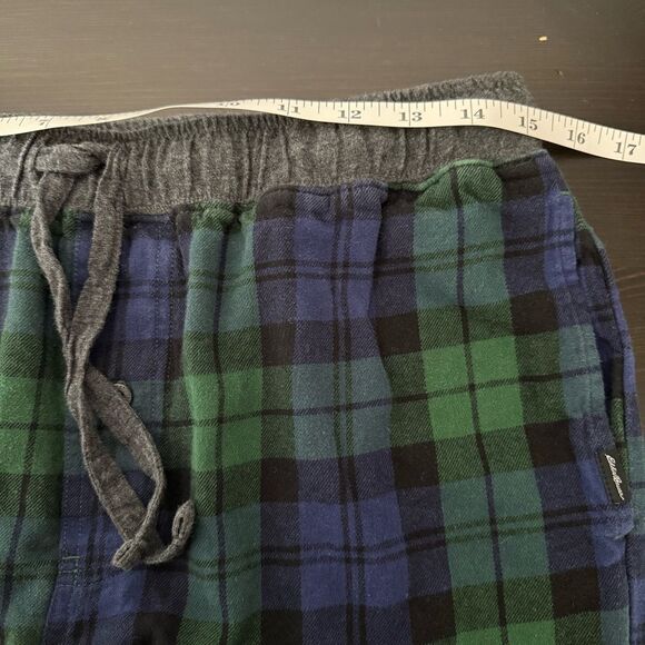 Eddie Bauer Pajama Lounge Pants Mens Size M Green Plaid Flannel Elastic Waist - Picture 10 of 12